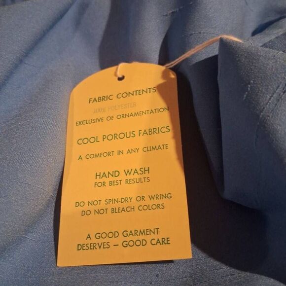 1960's Deadstock‎ Vintage Tumbleweeds Blue Polyester Shift Dress Size 20 NEW - Picture 5 of 6